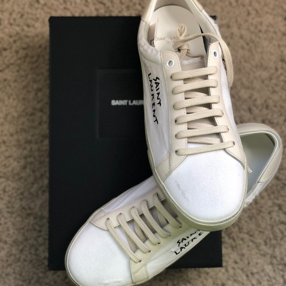 Saint Laurent Unisex Distress Canvas Sneakers - Picture 3 of 7
